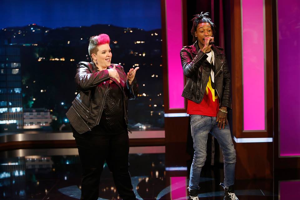 Amber promotes ASL music interpretation on Jimmy Kimmel Live