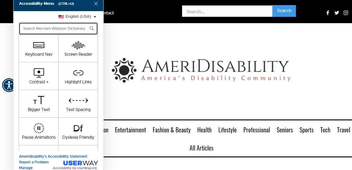 AmeriDisability's website includes accessible navigation.
