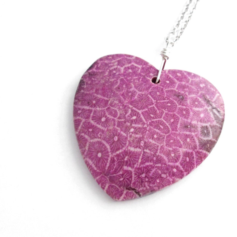 pink coral heart-shaped pendant