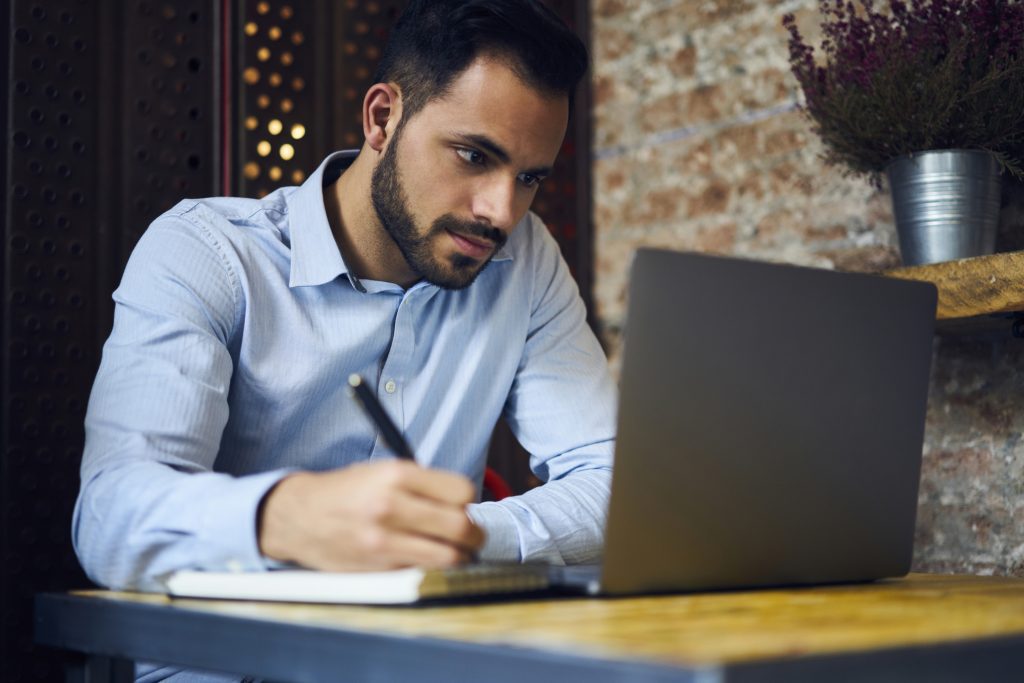 man working on computer