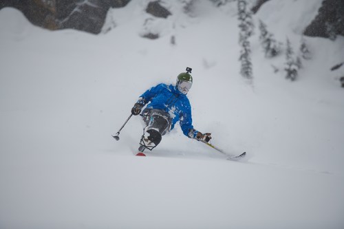 Skier using BC Flyline Kit