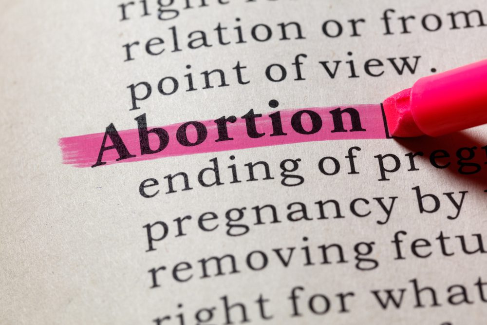 dictionary page with explanation of abortion