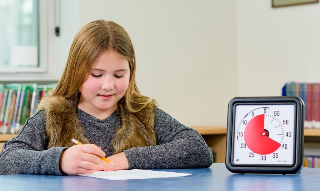 girl using a timer