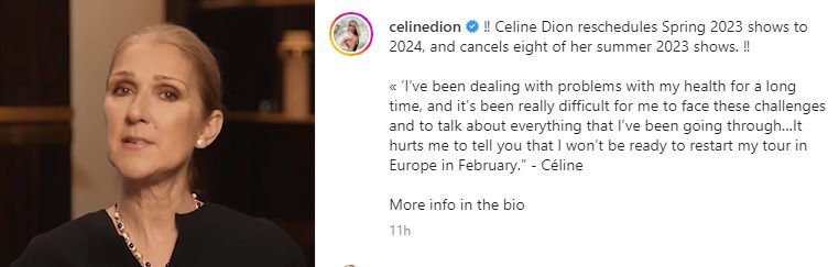 Celine Dion, Stiff Person Syndrome announcement 