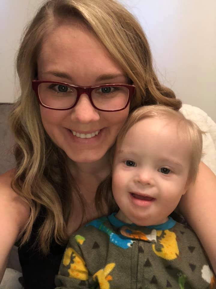 Alicia Mathieu, founder and president of Down to Defend, with her son, Levi, who has Down syndrome.