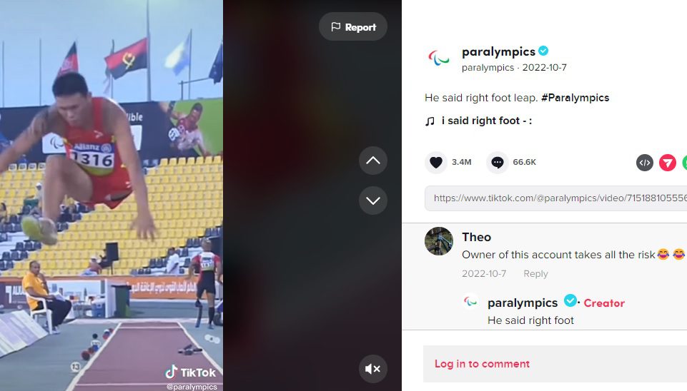 TikTok users react to Paralympic TikTok account. 