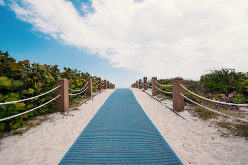 Path access to South Beach in Miami, Florida.